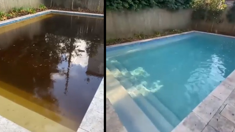 Καθαρισμός πισίνας μετά τον τυφώνα Ida